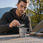 Pure Titanium Camping Cup with Lid Foldable Handle Lightweight Single Wall Mug Open Fire Coffee Tea Cup for Hiking Backpacking