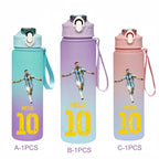 750ML Messi Modrić Neymar Football Star Straw Water Cup Portable Fitness Drink Bottle Kettle Leakproof Drinkware Fans Gifts
