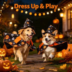 Halloween Pet Costume Cat Pumpkin Cloak Wizard Hat Set Fun Wizard Printing Craft Festive Atmosphere Party Dressing Photography