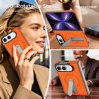 For Magsafe For iPhone Duo Case Luxury Matte Leather Magnetic Rotating Ring Holder Shockproof Protection Back Cover Accessories