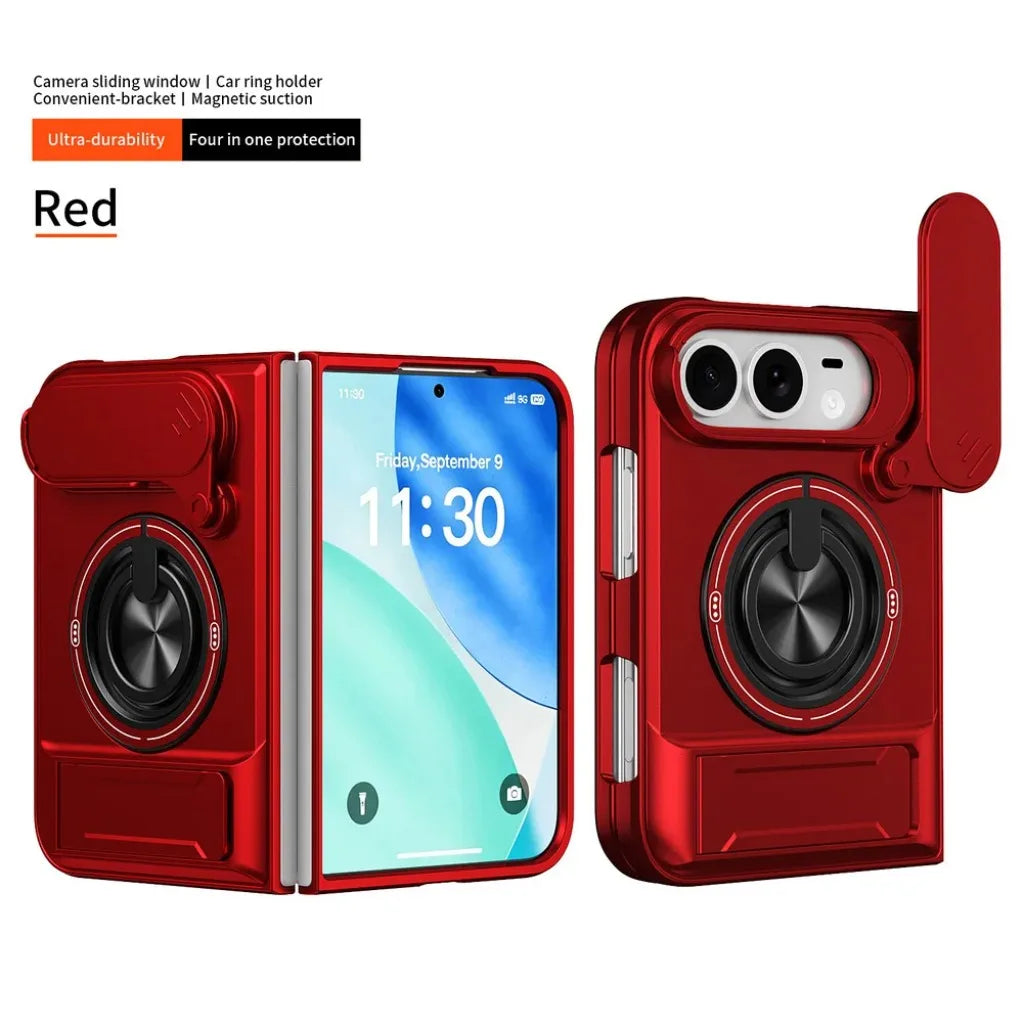 For Magsafe Magnetic Ring Holder Stand Dual Layer Phone Case For Apple iPhone Duo 18 Fold Lens Protect Hard Shockproof Cover