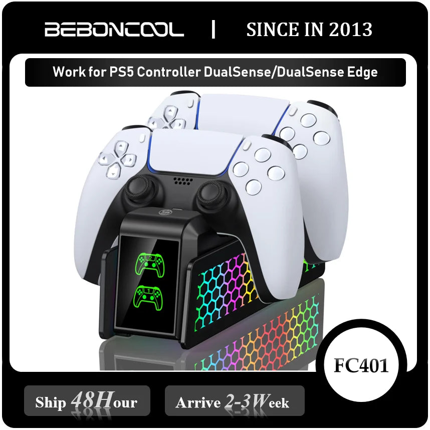 Bee's Nest For PS5/PS5 Slim/PS5 PRO BEBONCOOL FC401 Dual Fast Controller Charger For PS5 DualSense/DualSense Edge Gamepad