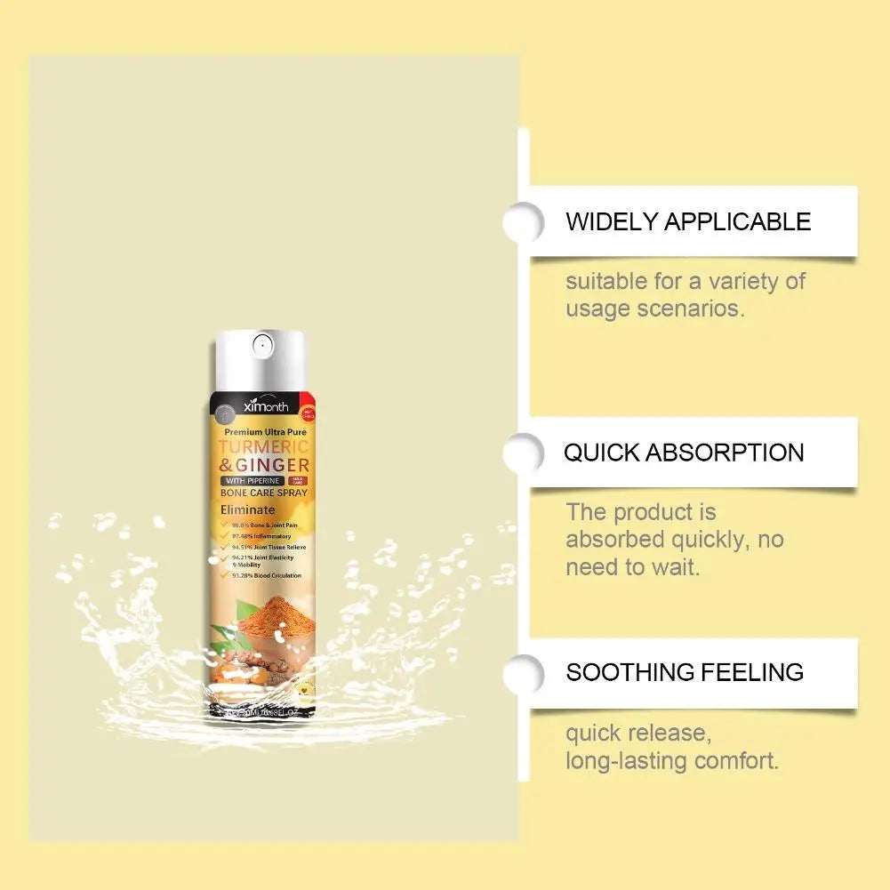 Ximonth Turmeric Ginger Joint Care Spray Natural Piperine Body Massage Mist Moisturizing External Skin Care Spray Nourish Joint