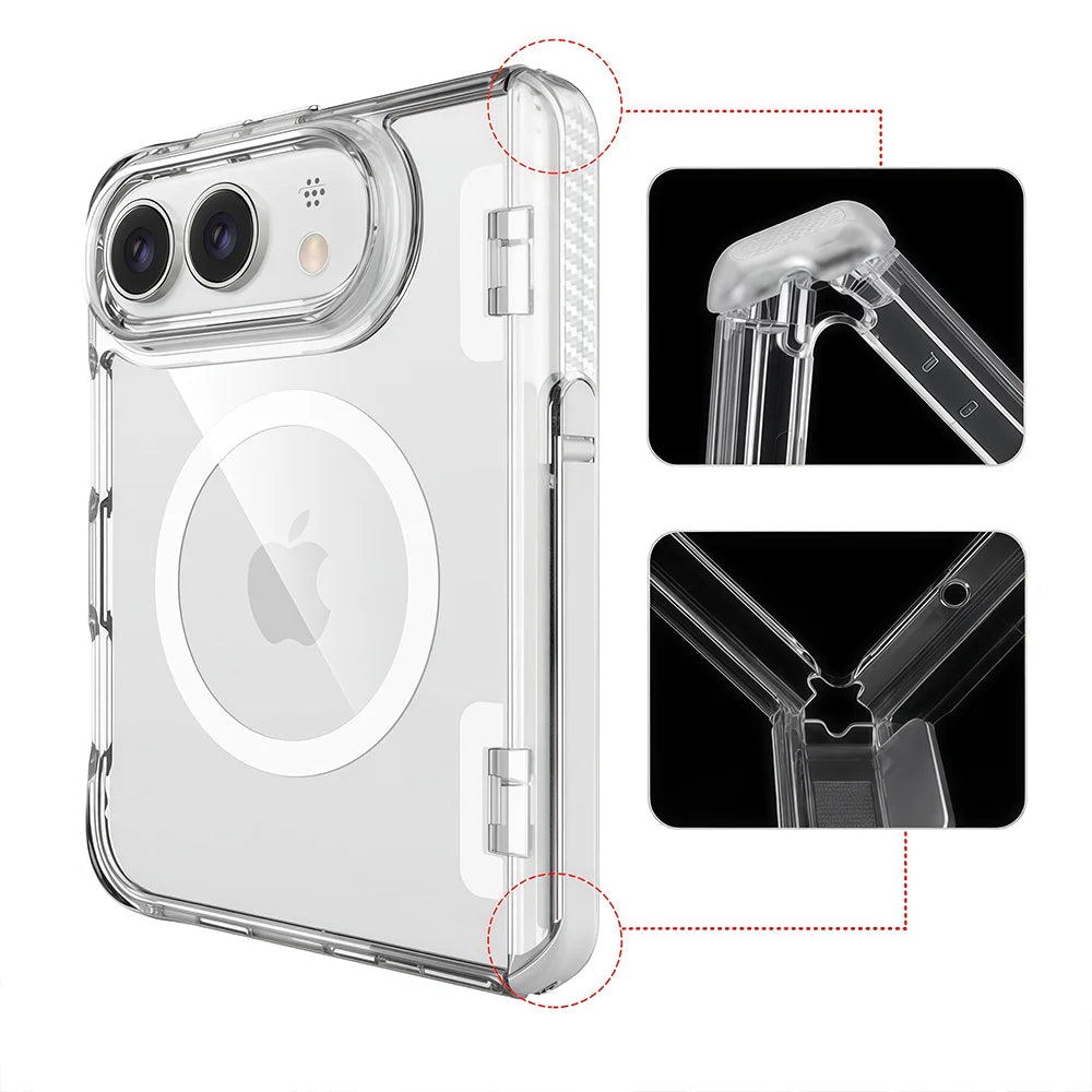 iPhone 18 Duo Fold Case With MagSafe Clear Hinge Bracket Shockproof Cover