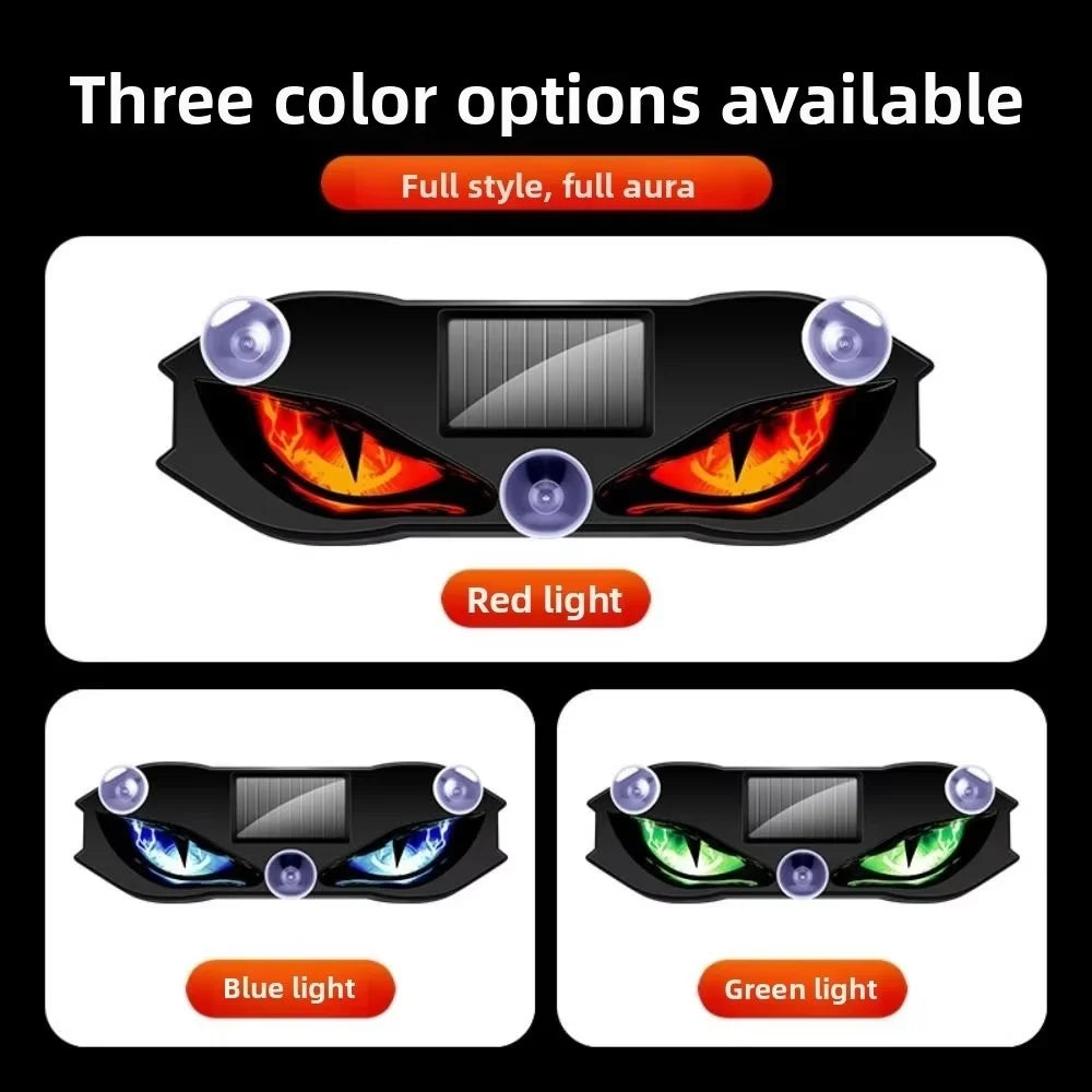 KEVANLY Solar Power Car Demon Eye Light Cool Flashing Warning Light Dynamic Safety Vehicle Signal Lights Universal