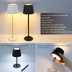 Dual Purpose Wine Bottle Vases Base Rechargeable LED Table Lamp Touch Dimmable Bedside Dinner Night Light Decor Study Desk Lamp
