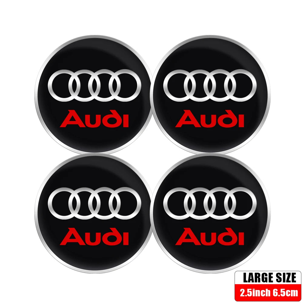56/60/65MM Car Wheel Hub Caps Auto Emblem Tyre Center Covers Accessories For Audi A1 A2 A3 A4 A5 A6 A7 A8 Quyttro Sline RS Q2 Q3