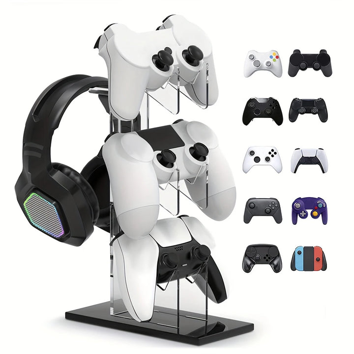 Universal 3-layer Controller Holder and Headphone Holder Game Accessories For PS5 PS4 Storage Holder Black, White, Transparent