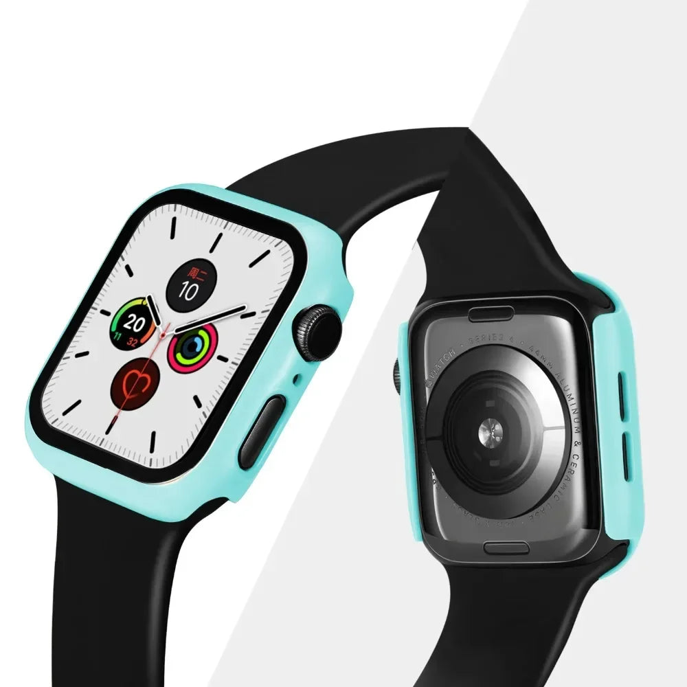 Tempered Glass+cover For Apple Watch Case Accessories 45mm 41mm 44mm 40mm 42mm Screen Protector Apple watch serie 9 4 5 6 SE 7 8