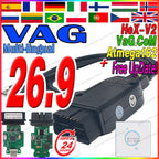 2026 Newest V26.9 VCD'S V25.3 VAG/COMScanner Tools Atmega162 Scanne Diagnostic Cable HEX V2 OBD Tools FOR V-W/AU-DI/Skoda/Seat