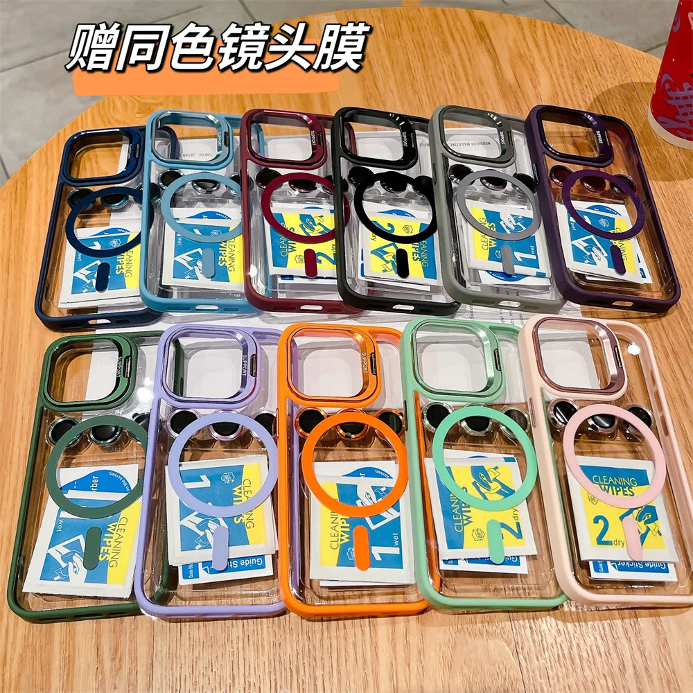 Magnetic Stand MagSafe Shockproof Lens Protection Case for iPhone 12 to 18