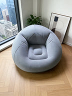 Inflatable Lazy Sofa Folding Portable Air Chair Flocking Surface Comfortable Lounge Seat for Living Room Outdoor Camping Beach