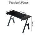80/100/120/140cm Gaming Desk, A-Shaped Office Desk with Cup Holder Headphone, Modern Carbon Fiber Mesa Gamer for Home Office