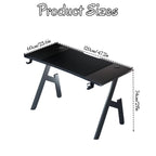 80/100/120/140cm Gaming Desk, A-Shaped Office Desk with Cup Holder Headphone, Modern Carbon Fiber Mesa Gamer for Home Office