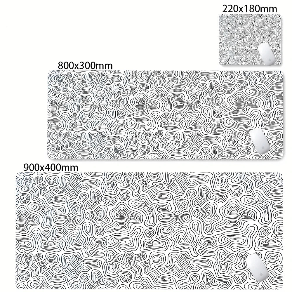 CIFBUY Large Gaming Mouse Pad Black White Strata Abstract Design Non-Slip Office Desk Mat Lock Stitched Edge for Computer Keyboa