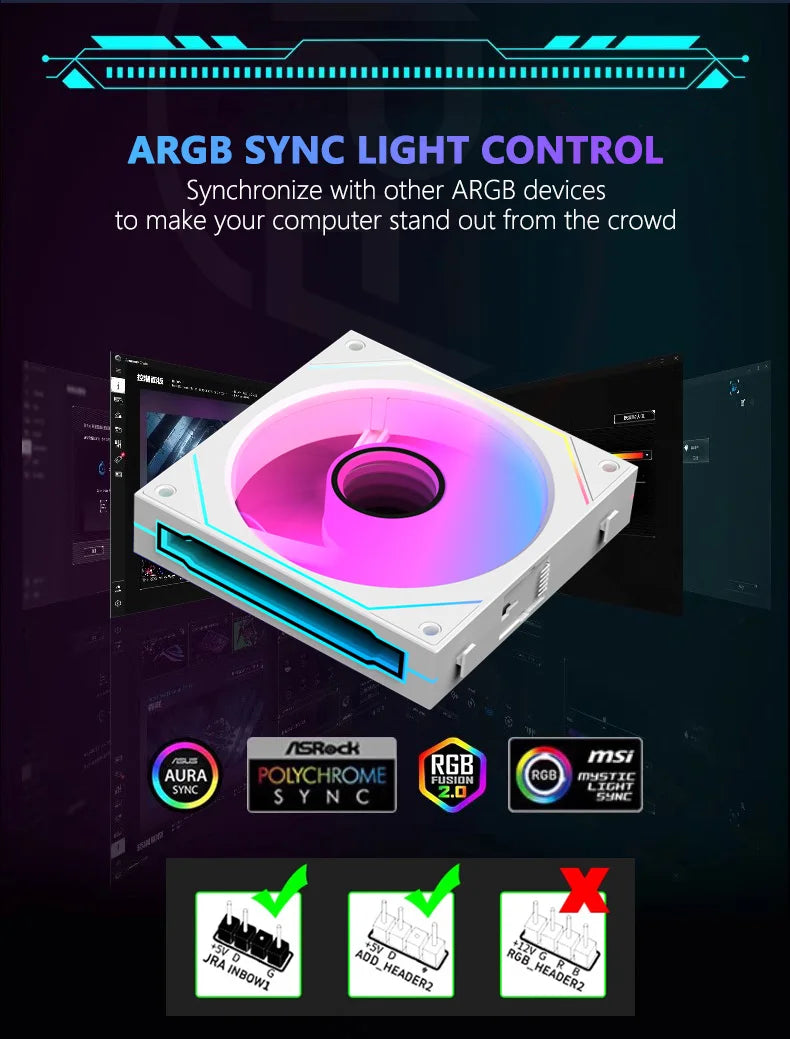 JUMPEAK MX120 360mm Modular Wireless Splicing PC 120mm Case Cooling Fan ARGB Infinite Mirror Effect For Computer Water Cooler