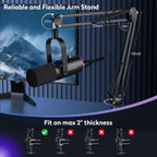 XLR/USB Gaming Microphone Kit: Dynamic PC Mic for Streaming Podcasting,  Mute Button, Reverb Effects, RGB Computer Mic with Arm