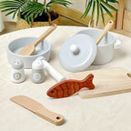 Children's Simulation Kitchen Toys, Early Education Educational Toys, Wooden Simulation Pots and Pans, Food, Role-Play Chef