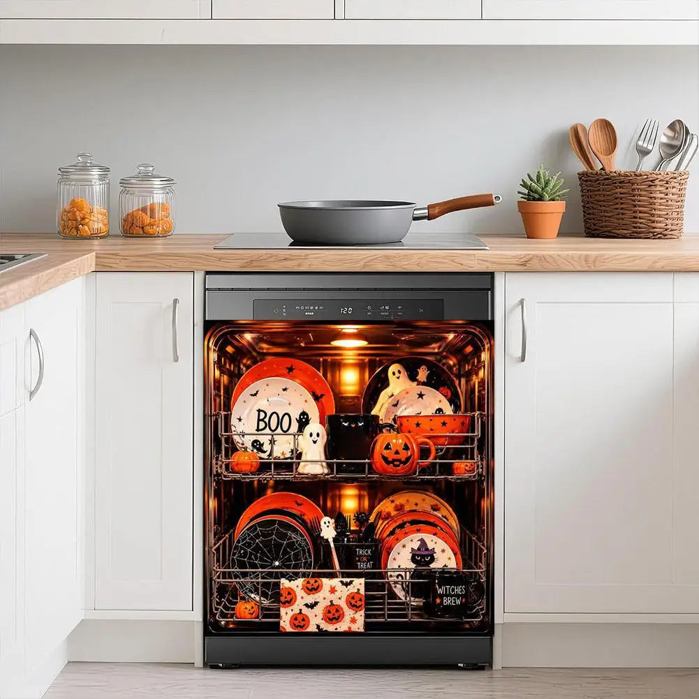 Halloween Dishwasher Magnet Cover Waterproof Appliance Magnetic Panel Reusable Kitchen Decor for Fridge Washer Door