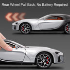 1:32 Atlantic Tourbillon Car Model Alloy Diecast Toys Doors Opened Sound Light Pull Back Miniature Models Office Table Ornaments