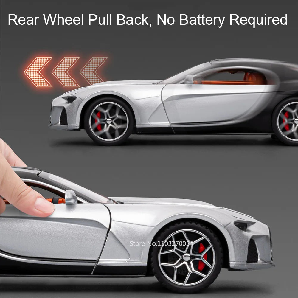1:32 Atlantic Tourbillon Car Model Alloy Diecast Toys Doors Opened Sound Light Pull Back Miniature Models Office Table Ornaments