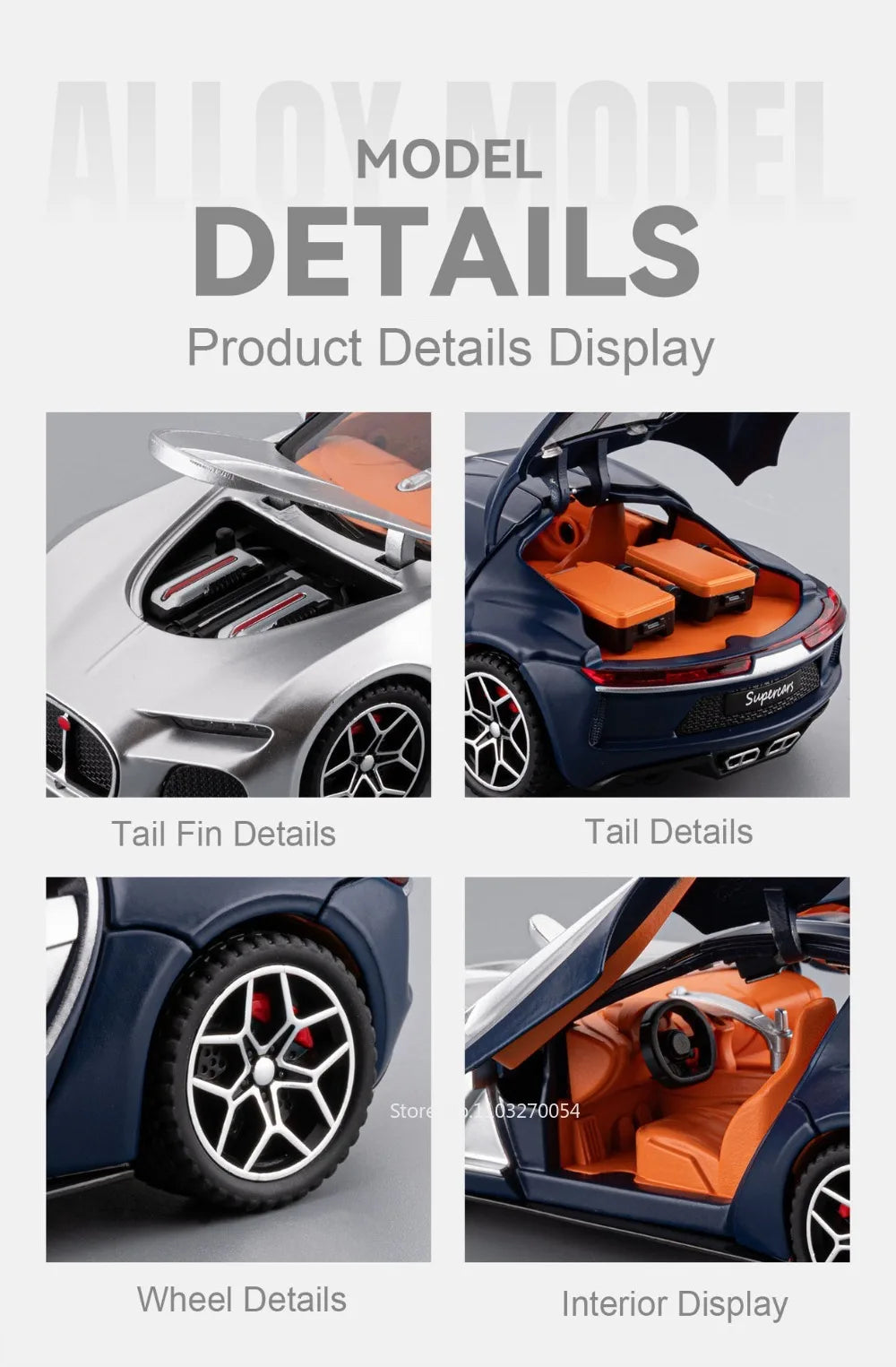 1:32 Atlantic Tourbillon Car Model Alloy Diecast Toys Doors Opened Sound Light Pull Back Miniature Models Office Table Ornaments