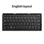 Neue Mini faltbare Bluetooth-Tastatur, kabellose Tastatur, unterstützt 3 Geräte mit Ständer, wiederaufladbar für Telefon, Tablet, portugiesische Tastatur