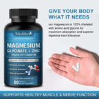 Mulittea Glycine Magnesium capsule with Zinc,Vitamin D3 B6 Health for Bones and Teeth Health Helps Natural Sleep Relieve Anxiety