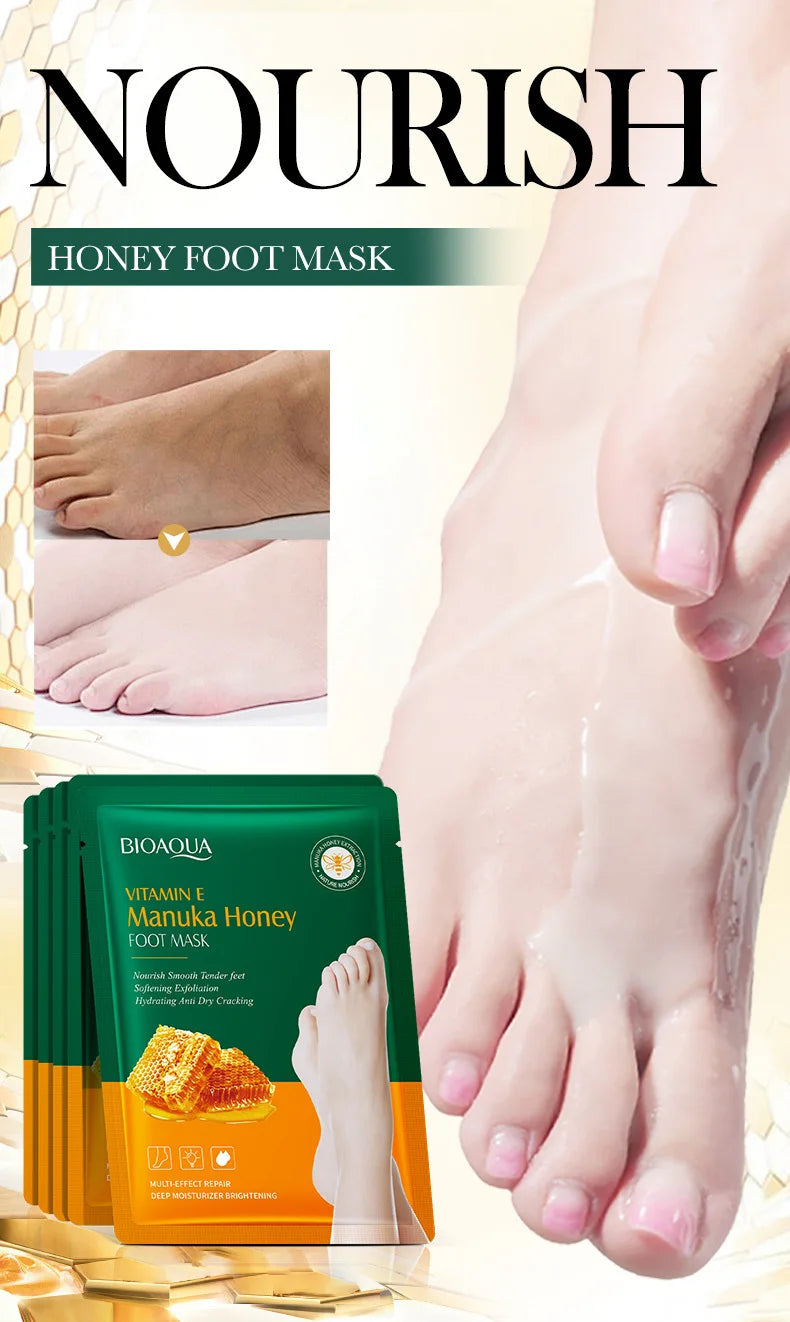 Vitamin E Foot Mask Manuka Honey Nourishing Long-lasting Moisturizing Hydrating Exfoliating Remove Dead Skin Foot Skin Care