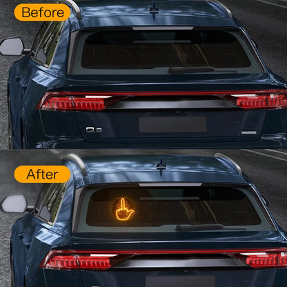Car Gesture LED Light – Funny Road Rage Expression Lamp with Remote
