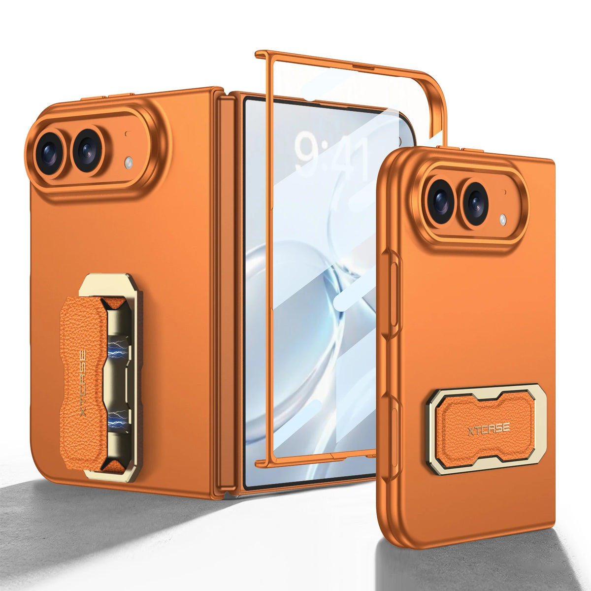 For iPhone Duo foldable phone case with wrist strap, stand, and screen protector all-in-one  For iPhone Duo