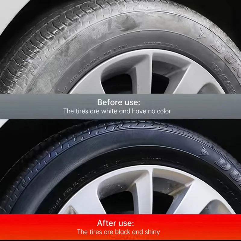Car Tire Restorer Wax Back to Black Gloss Long-Lasting Coating Plastic Renovator Polish Cleaning Tire Gloss Enhancer Kit