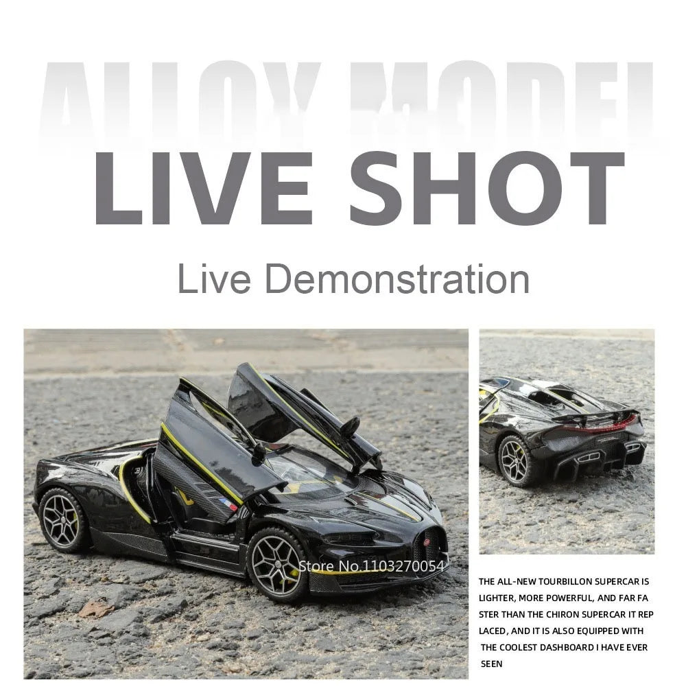 1:32 Atlantic Tourbillon Car Model Alloy Diecast Toys Doors Opened Sound Light Pull Back Miniature Models Office Table Ornaments