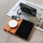 360° Rotating Bracket Magnetic Case For iPhone Duo For Magsafe PU Leather Shockproof Cover Funda