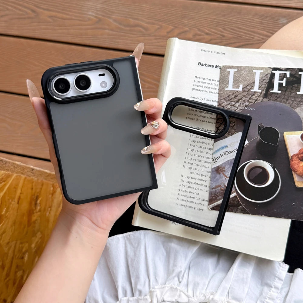 For iPhone Duo Case Luxury Translucent Matte Ultra Thin PC Case for iPhone Duo 18Fold Shockproof Metal Connector Hard Cover