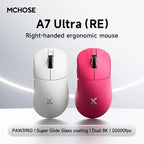 MCHOSE A7 Ultra RE Gaming Mouse 8000Hz Polling Rate Ergonomic Design 20000fps 42000DPI 750IPS Super Glide Coating 500mAh Battery