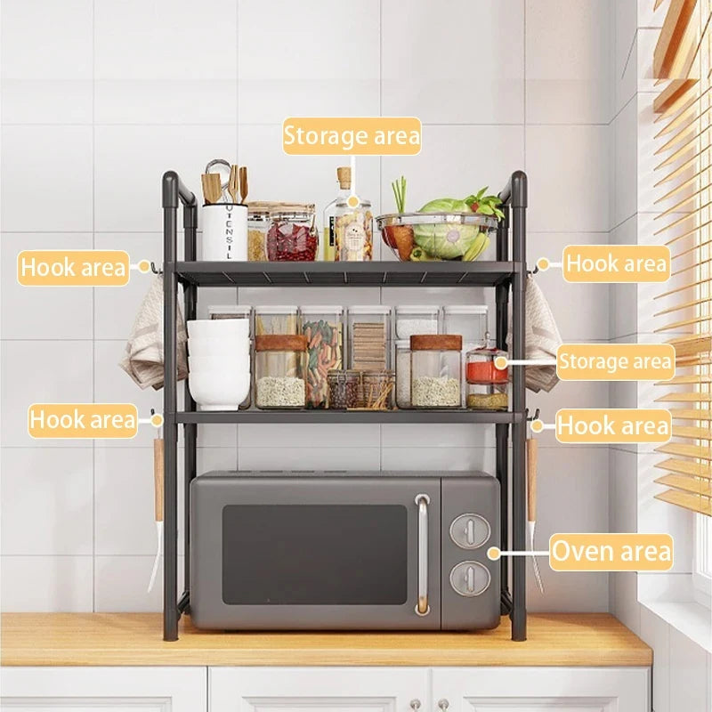 Kitchen Countertop Microwave Storage Rack, Multi-Layer Seasoning Storage Rack, Used For Storing Countertop Kitchen Utensils