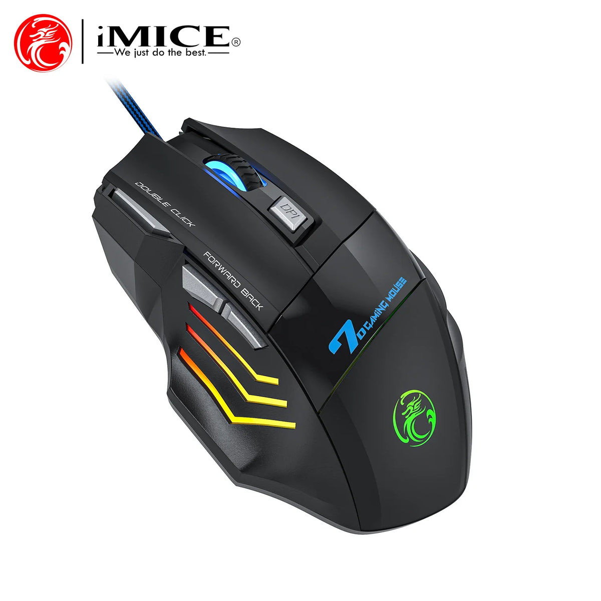 4-Keys Gaming Wired Optical Mouse RGB Backlit 3200DPI Adjustable Ergonomic Design Gamer Mouse For PC Computer Laptop Tablet