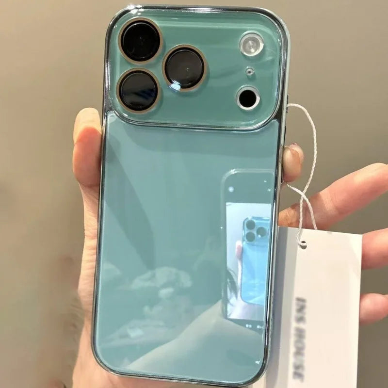 Luxury ice-Tempered Glass Camera Case For iPhone 18 17 16 15 14 13 12 11 Pro Max Plating Candy Armor Shockproof Glossy Cover