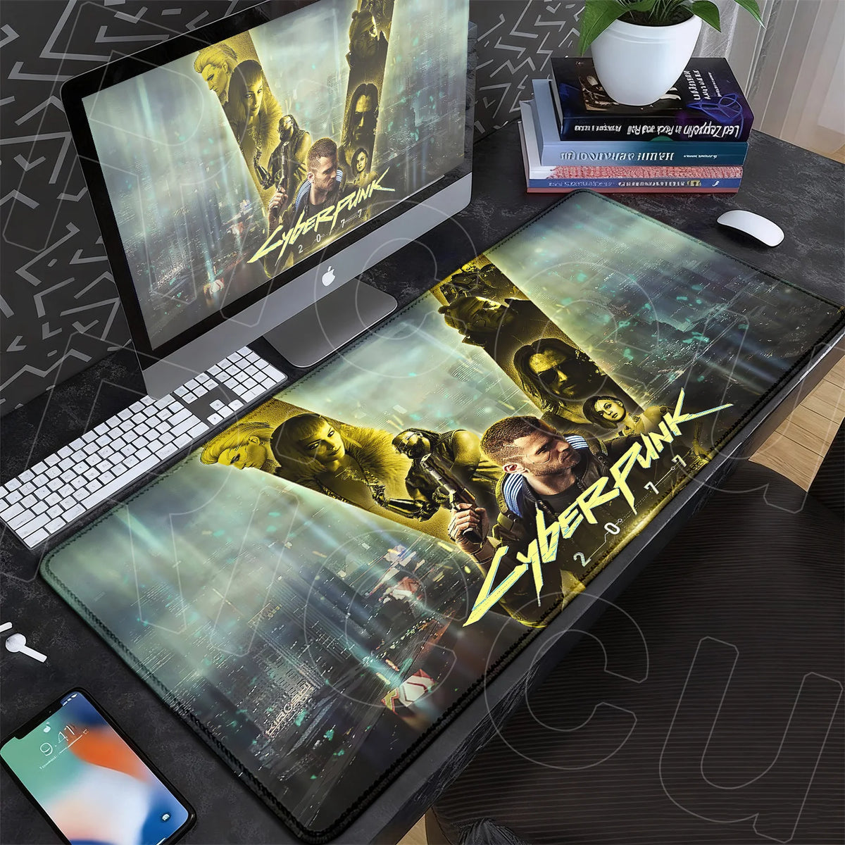 Black Gaming Mousepad XXL Rubber Non-slip Office Deskmat Anime Girl Playmat C-Cyberpunks Style Lock Edge PC Keyboard Accessories