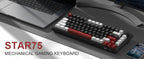 MageGee 75% Mechanical Gaming Keyboard with Knob Control, Blue Backlit Wired Gaming Keyboard Red/Yellow Switch for PC Windows