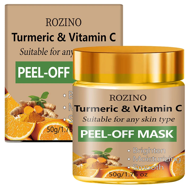 50g Turmeric and Vitamin C Peel-Off Mask, Brightens Skin Tone, Moisturizes, Smoothes, Nourishes, Tightens the Face, Anti-Wrinkle Skin Care, Firming and Lifting, Plumps Skin, Specially Designed for Large Pores and Loose Skin,