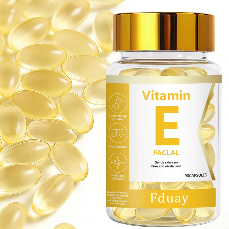 Vitamin E Facial Essence Capsule with Retinol Jojoba Seed Oil & Collagen for Brighter Skin Moisturizing & Smoothing 0.5ml X 90 C