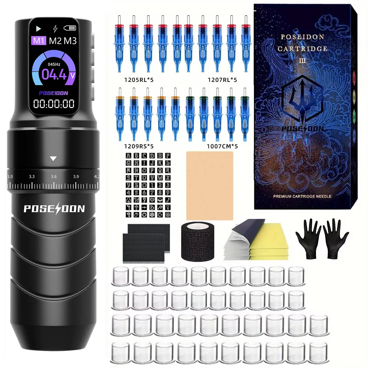 POSEIDON Tattoo Kit Or Tattoo Machnie Professional For Permanent Makeup Tattoo Machine Kit Wireless Power Supply Tattoo Gun Kit