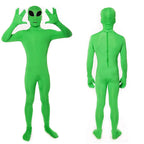 Kids Adult ET Alien Cosplay Costume Zentai Jumpsuits Green ET Alien Mascot Halloween Carnival Masquerade Bodysuit Suit