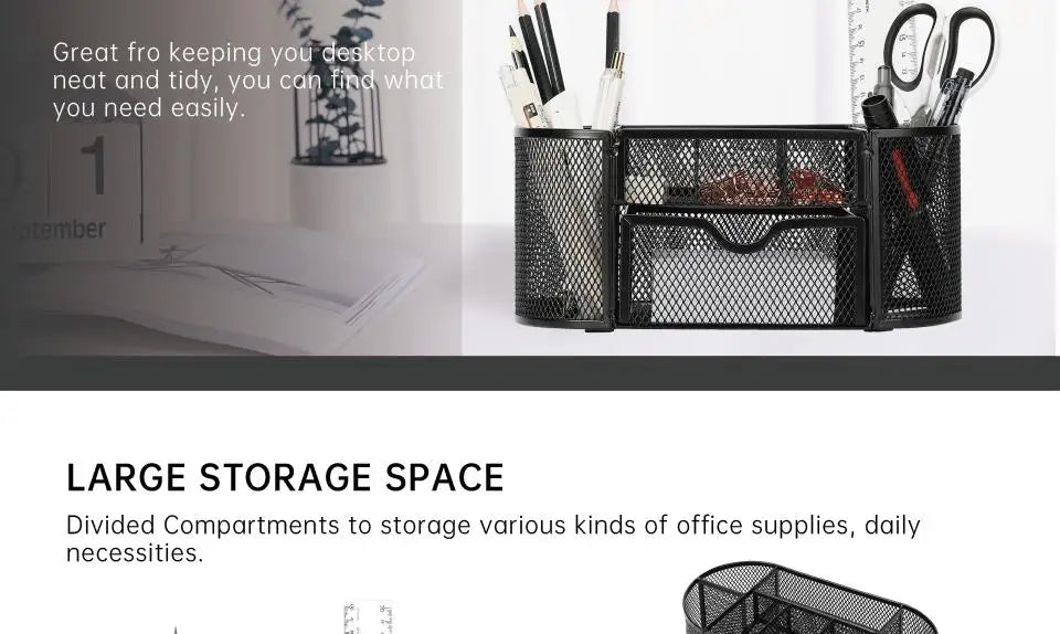 Mesh Desk Organizer Sturdy Metal Pen Stand Student Stationery Office Supplies