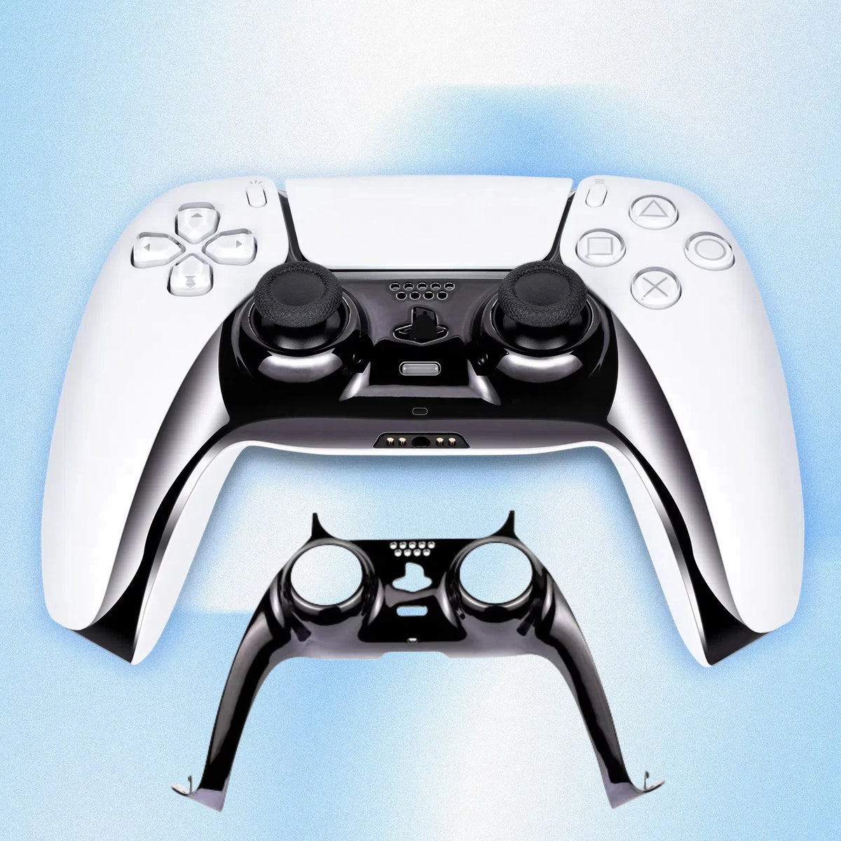 Chrome Black Glossy Chrome DIY Replacement Controller Shell for PS5 Custom Plates Cover Compatible Upgrade For PS5 Slim