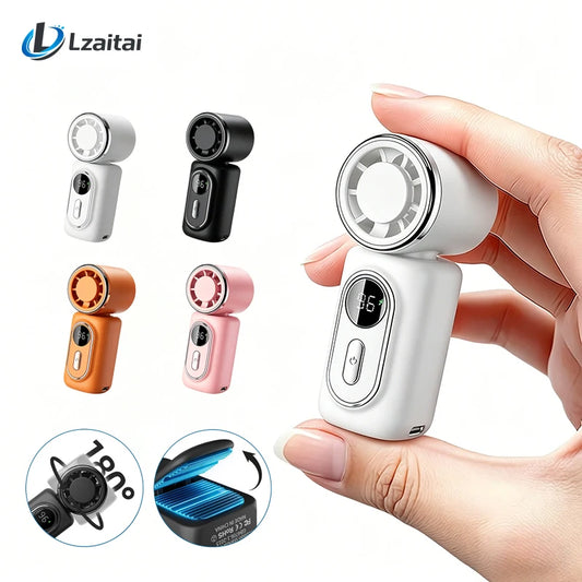 Portable Mini Fan With Clip 5 Speeds Rotatable Led Display Type C Rechargeable