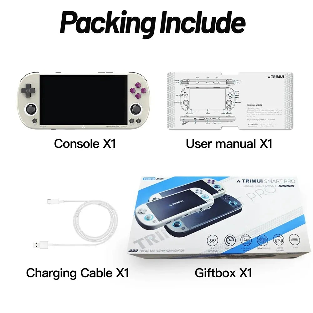 AMPOWN Trimui Smart Pro Consoles 4.96'' IPS Screen Handheld Game Players Linux System Emulator Portable Console Retro Video Game