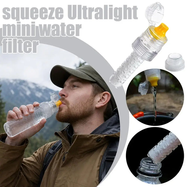 Portable Water Filter 0.1 Micron Hollow Fiber Membrane 28 30mm Bottle Adapter Ultralight Purifier for Camping Hiking Emergency